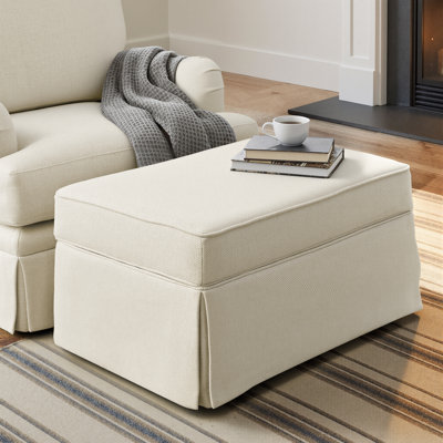 Oversized Skirted Upholstered Storage Ottoman