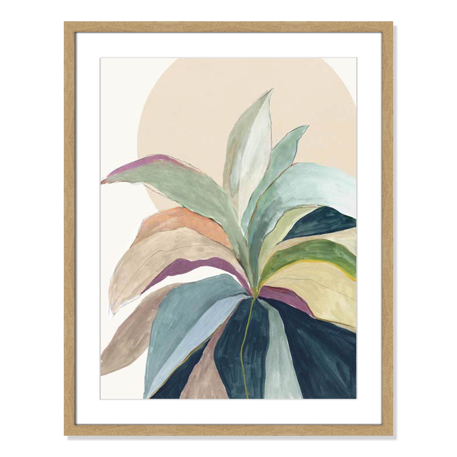 Sherbrooke Sunny Bright Leaves II by Asia Jensen Print, Natural Woodgrain Single Picture Frame, No Mat