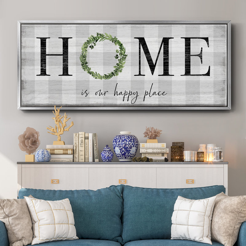 Home is our Happy Place - Toile encadrée, H 24 po x l 60 po