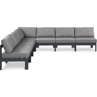 Erdaun 120'' Wide Aluminum Patio Sectional with Cushions