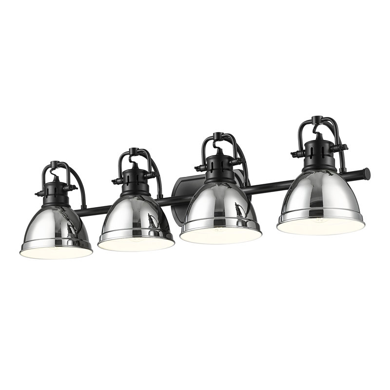 Ensemble de meuble-lavabo 4 lumières Brynnan, Noir mat, Chrome chrome