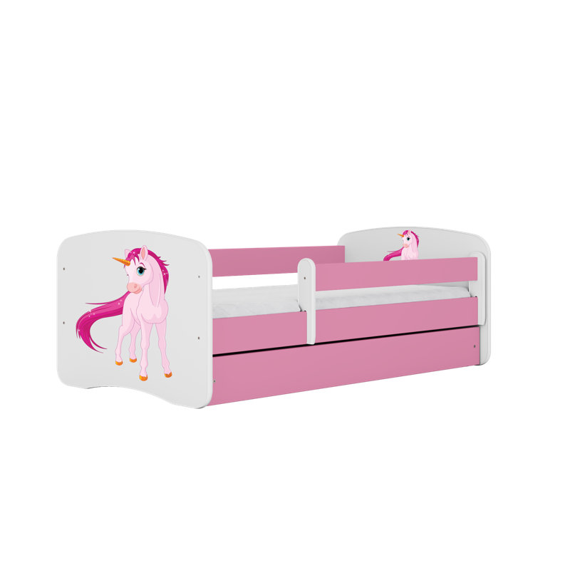 Cicero Drawer Convertible Bed and Mattress, Pink/White, Toddler (70 x 140 cm)