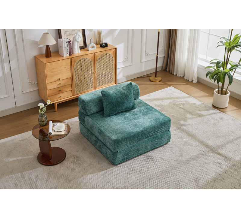 Fauteuil convertible Chenille, Vert foncé