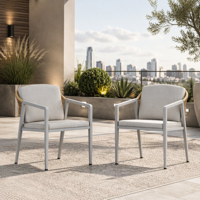 Ensemble de 2 chaises de salle à manger en osier d'extérieur durable, imperméables et résistantes aux rayons UV pour le confort du patio et du balcon