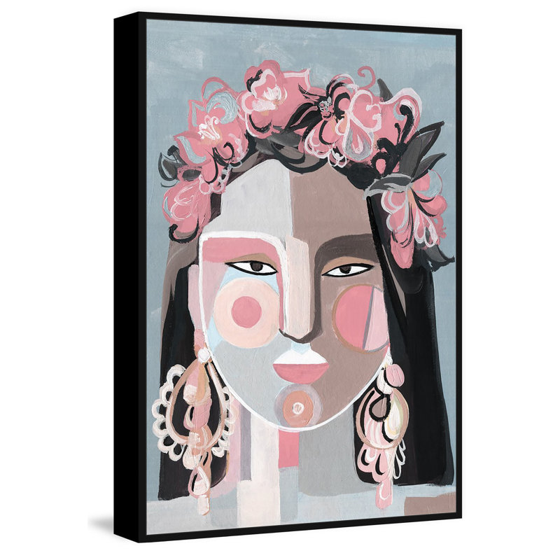 « floral abstract », reproduction de peinture à l’acrylique sur toile encadrée, H 18 po x l 12 po x P 1,5 po