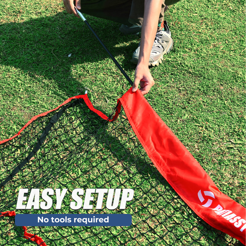 Baseball Softball Hitting Pitching Batting Practice Net With Batting, Red