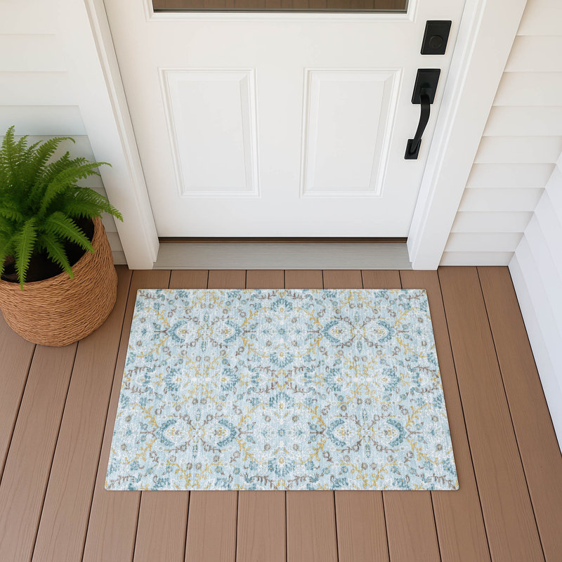 Machine Washable Indoor/Outdoor Chantille ACN2634 Global Rug, 1'8" x 2'6", Sky