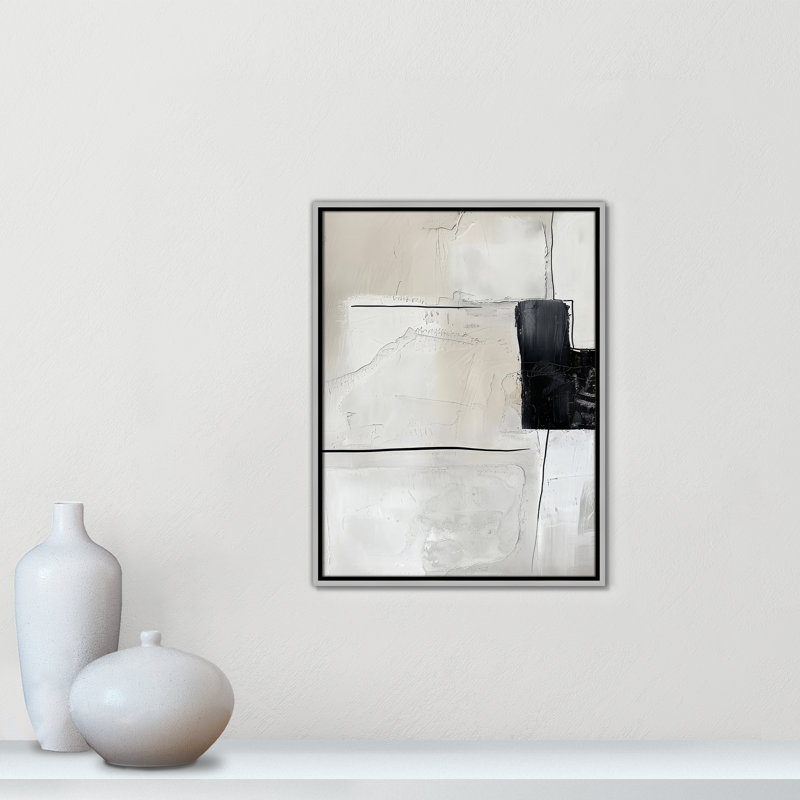 «Neutral Balance I Print» par Lazar Studio, L 19,5 po x H 25,5 po, Toile avec cadre, Flottant argent