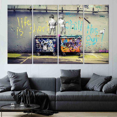 Impression sur toile Banksy Graffiti - Life is Short, toile tendue 4P