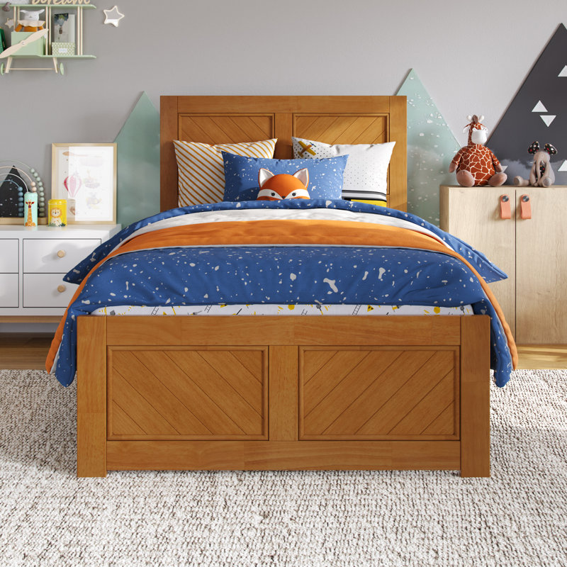 Lit plateforme en bois massif Jeinny, Caramel clair, Simple