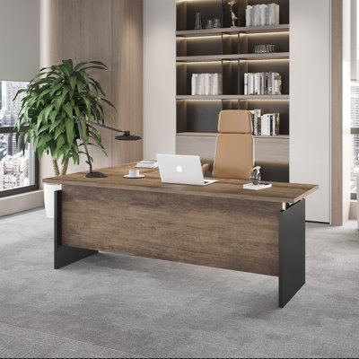 63In L-Shaped Executive Desk With Drawers Cable Management Modern Office Desk Reversible Left/Right Return Home Workstation