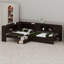 Lit plateforme en L avec lit gigogne, tiroirs et tablettes de rangement-54609038