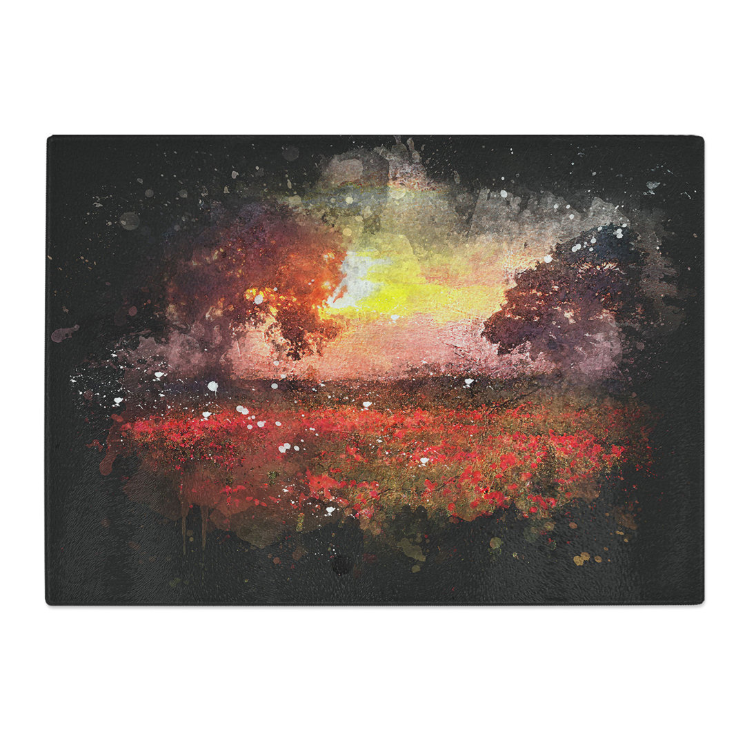 Tempered Glass Poppy Meadow Chopping Board