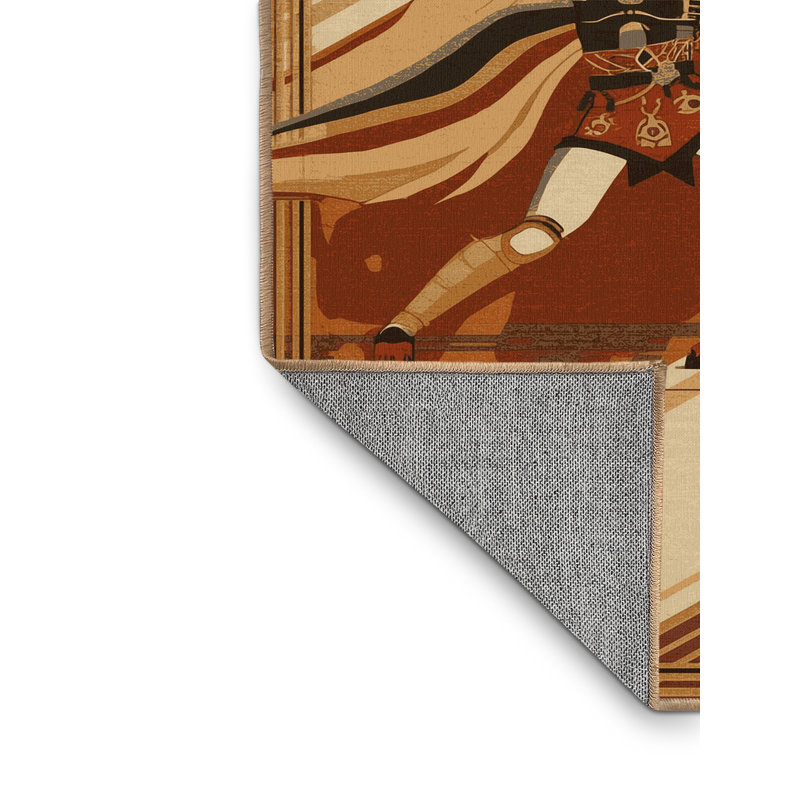 Machine Washable Hubbard Gladiator Combat Classic Oriental Rug in Brown – LightBrown Binding, 7x9