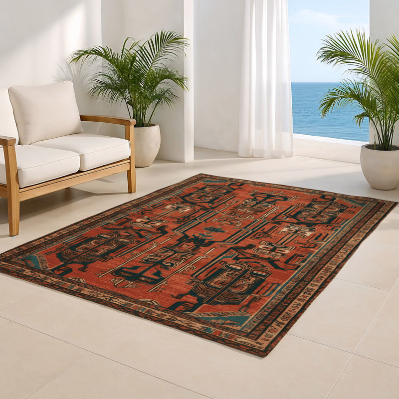 ArtDeco Brown Indoor and Outdoor Area Rug, Rectangle 8' x 10'