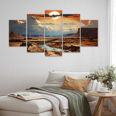  «Moonlit Sunset On Canyon Landscape II - Canyon & Desert Multipanel Wall Art Decor Set