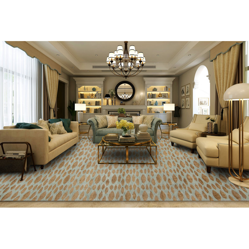 Modern Tibet III Hand Knotted Area Rug in Sea Spray/Bronze, Rectangle 11' x 14'