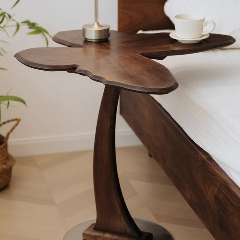 Table d'appoint en bois en forme de papillon en bois de noyer