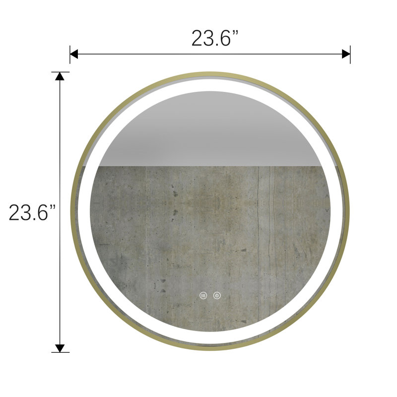 Dimmable Wall Mounted Anti-Fog Bathroom Vanity LED Mirror With Gold Aluminum Frame, Gold 