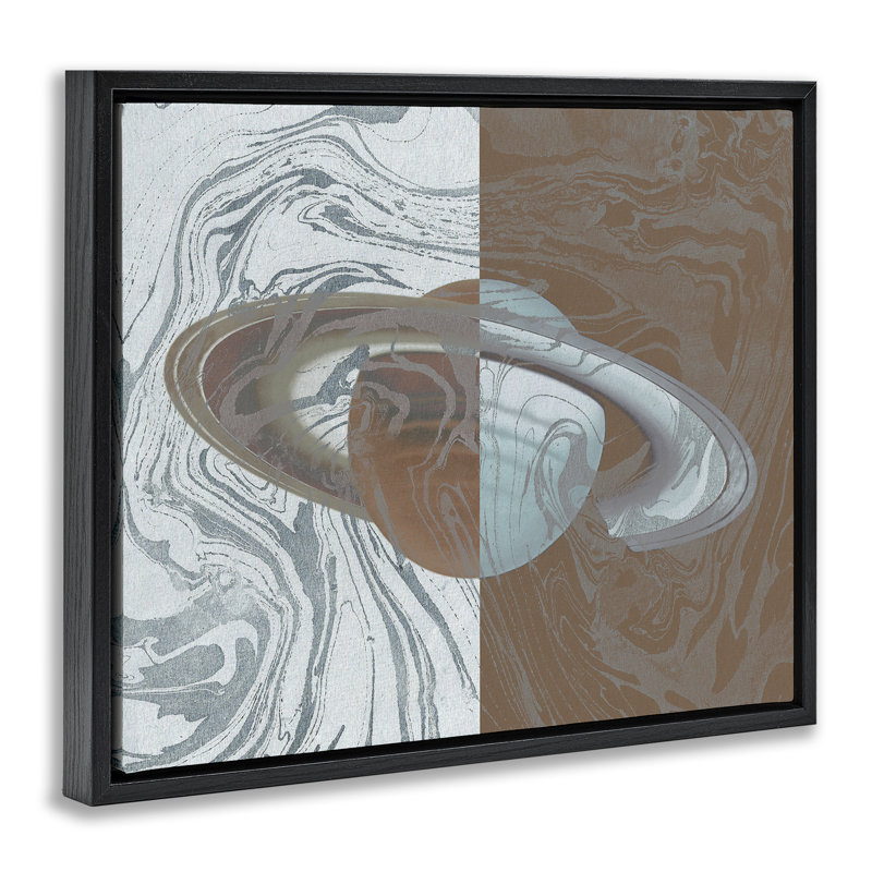 "Abstrait marbré", art mural sur toile flottante par Daphne Polselli, H 25 po x l 31 po, Cadre flottant noir de jais