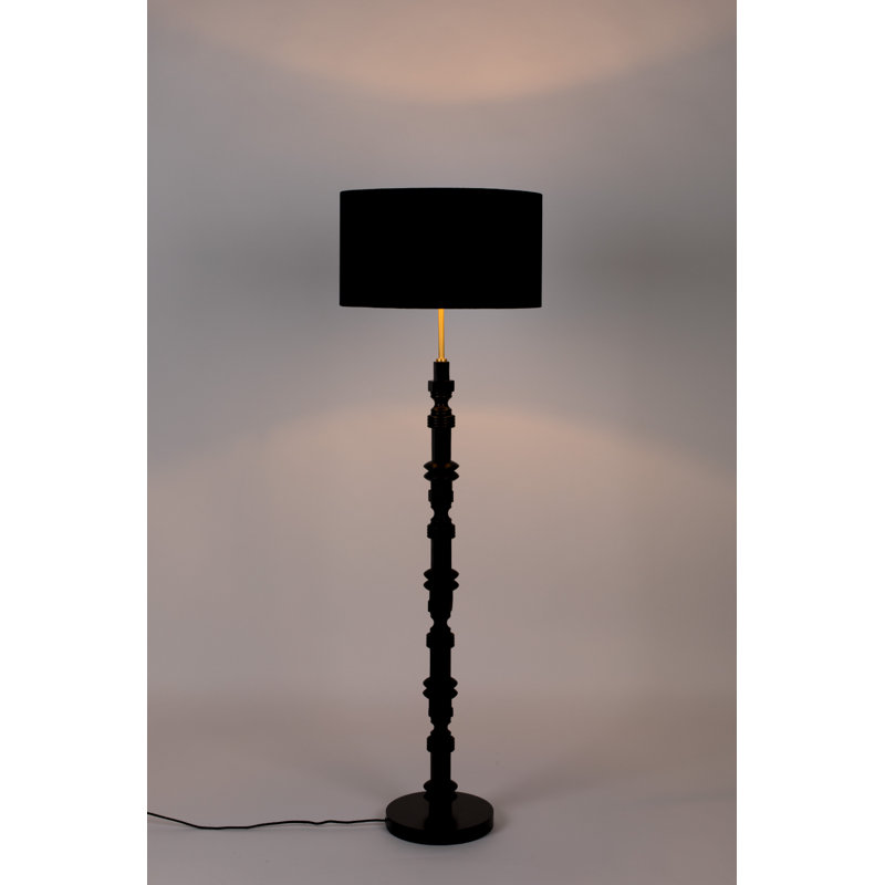 Totem Black Iron Floor Lamp with Velvet Shade 58''