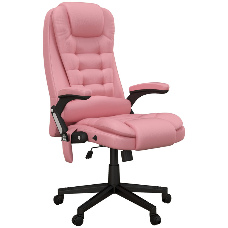 Fauteuil de bureau à massage à haut dossier avec 6 points de vibration, Rose