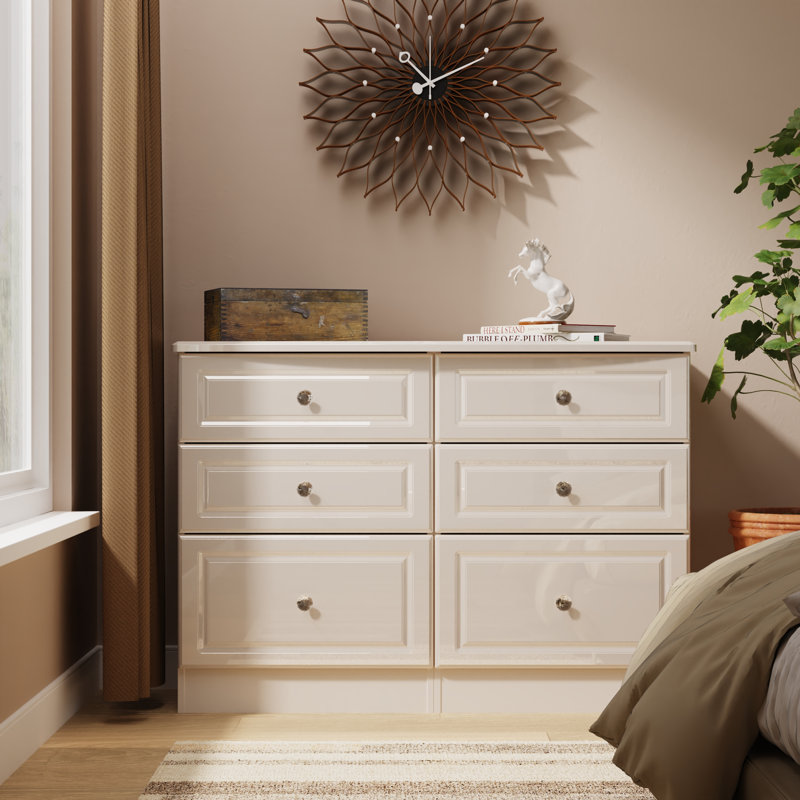Fully Assembled Jacey 6 Drawer 111.8Cm W Chest, Beige