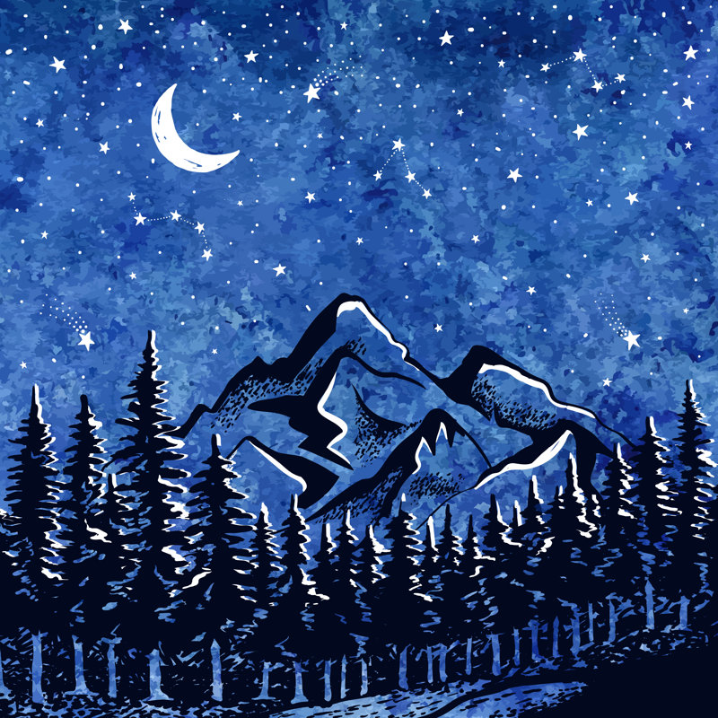 Adanac, nuit, fond, illustration sur toile, impression, H 30 po x l 30 po