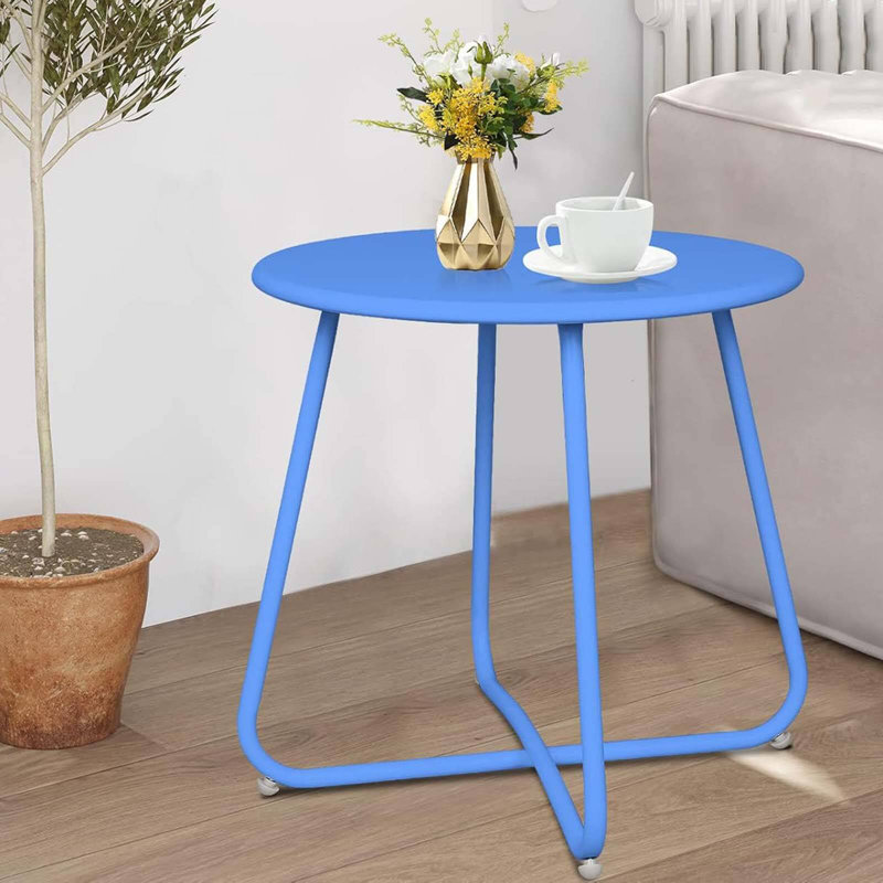 Tables d'appoint rondes en métal, Bleu