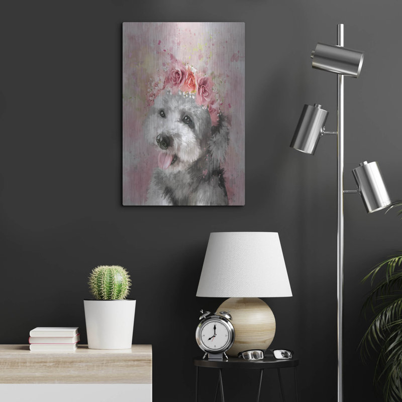 Art mural en métal Red Barrel Studio® «Flower Crown Havese 2» par Furbaby Affiliates, H 24 po x l 16 po