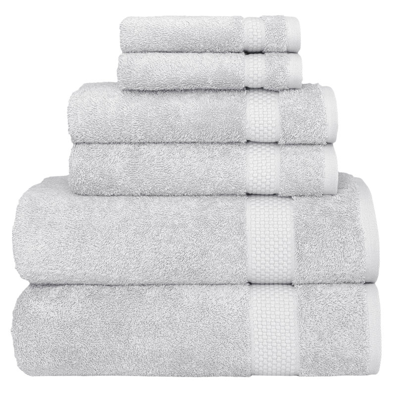 STARLIGHT 6 Piece Turkish Cotton Towel Set, Light Gray