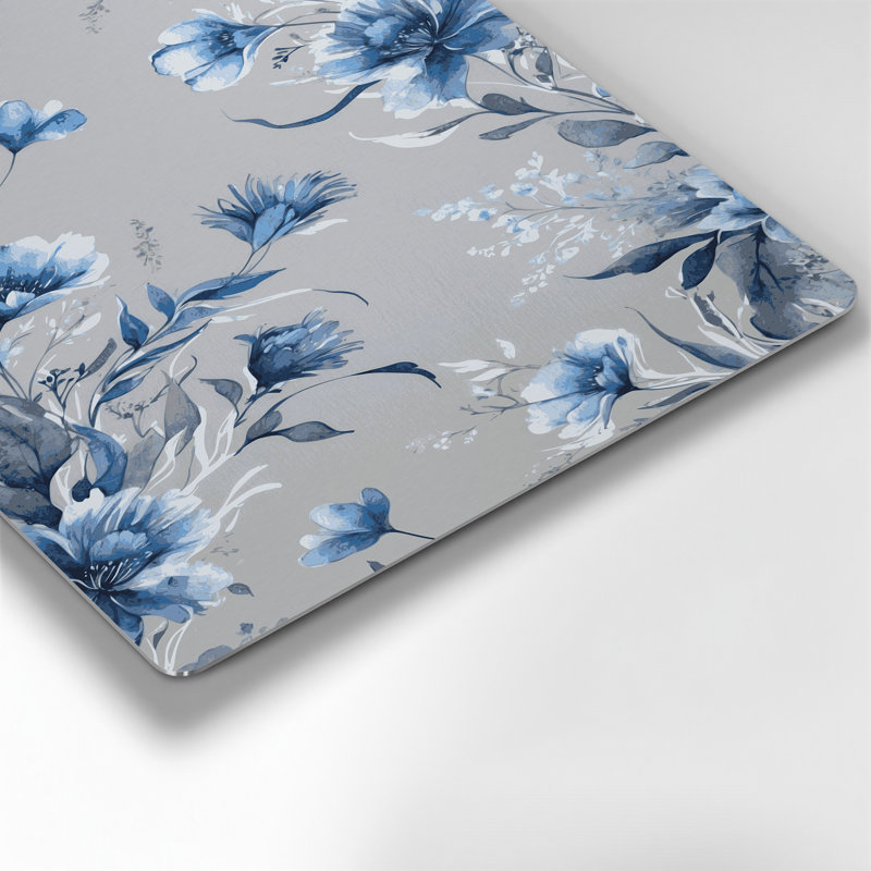 Aquarelle florale 65, art mural gris en métal, H 18 po x l 12 po