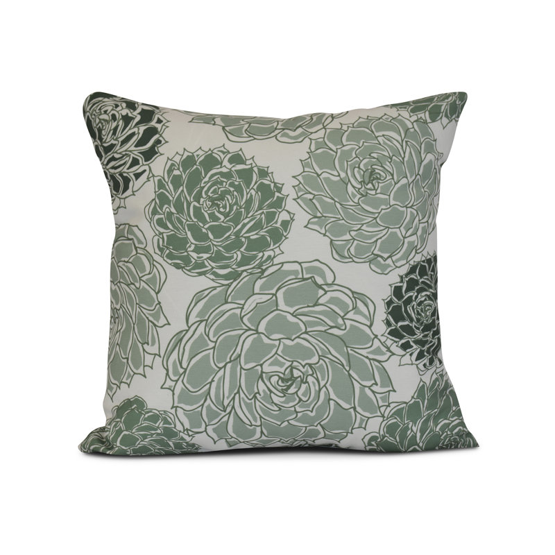 Housse et insert de coussin décoratif floral floral, H 18 po x l 18 po x P 3 po, Vert