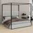 Modern Luxury Metal Canopy Bed With Tall Upholstered Headboard And Four Poster-320122019-311734353