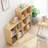 Freestanding Open Cubes Bookcase - 2-Tier Floor Standing Wooden Storage Display Cabinet Organizer With Legs For Home Office, 4-Cubes Open Shelf Low Short Bookshelf, Oak