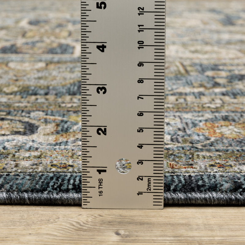 Tapis bleu / taupe Hovis, Tapis de couloir 2 pi 3 po x 7 pi 6 po