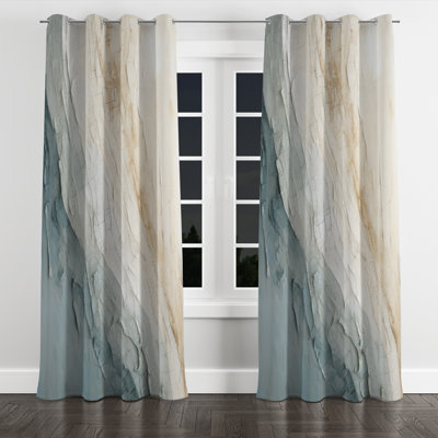 Minimalism Beige And Grey Wave Horizon I - Nautical Blackout Grommet Curtain - 1 panel