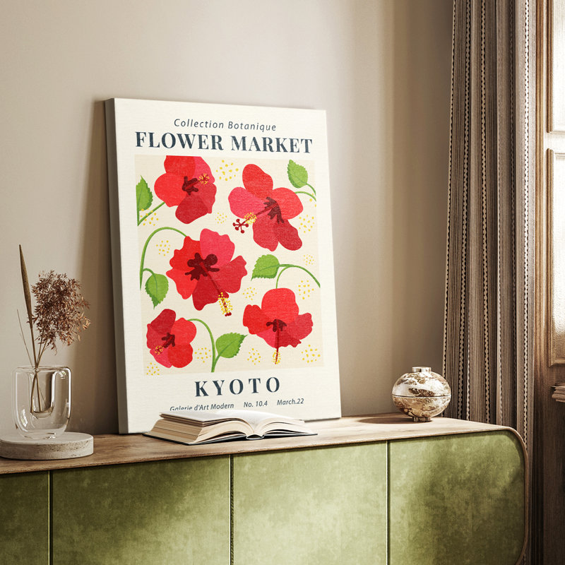 Imprimé floral rétro Cxxxx - galerie Cavas, H 48 po x l 32 po