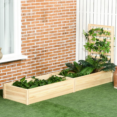 Lit de jardin surélevé avec treillis, contenant en bois de 43 pouces pour plantes d'extérieur, légumes, fleurs, herbes, méthode d'installation simple, procédé de coloration naturelle, look
