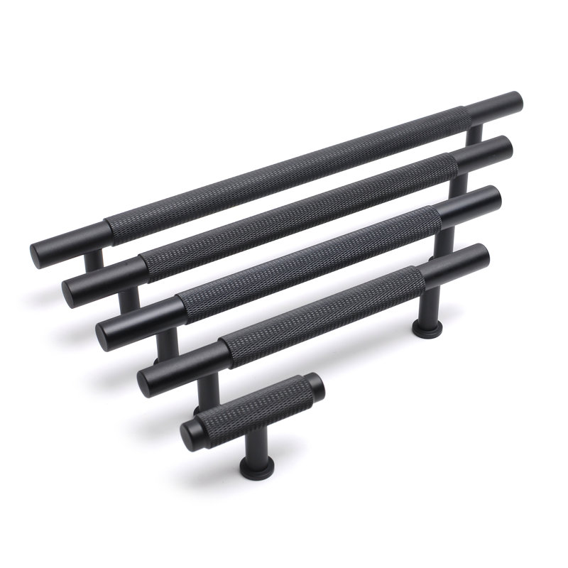 Lansen Premium Knurled 16 cm centre Bar Handle, Black, 128mm