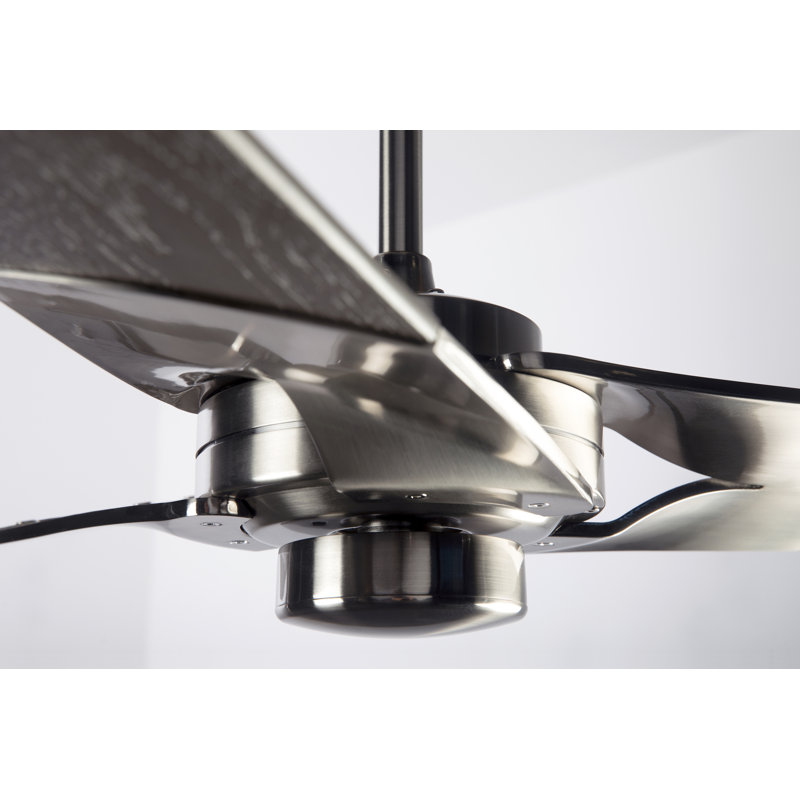 Torsion LED Downrod Ceiling Fan, Graywash, Bright Nickel, Fan Speed and Light Control (2-wire)