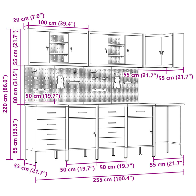 Work Cabinet Set, Black