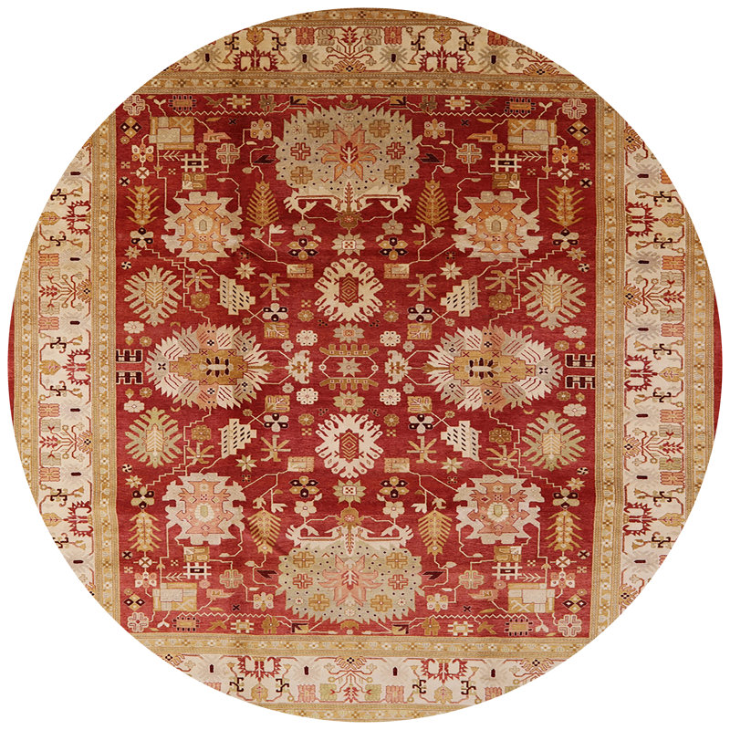 Tapis beige / rouge Cordia, Rond 4 pi