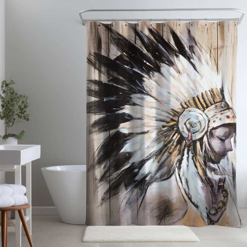 Shower Curtain MI49 – Polyester Shower Curtain, Dye Sublimation Print, 71" W × 74" L