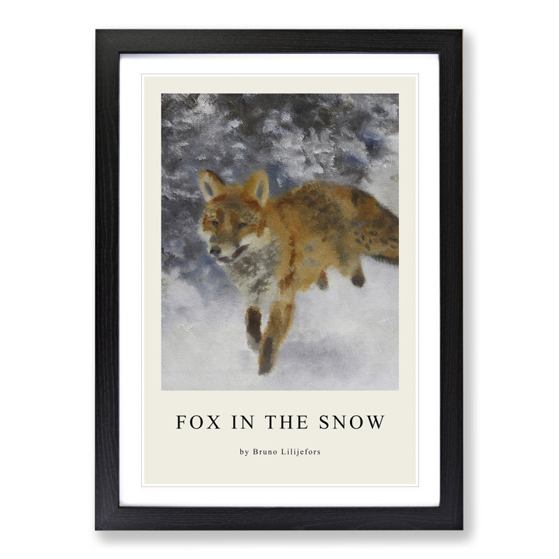 Fox In The Snow Vol.3 by Bruno Liljefors - Single Picture Frame Print, 36cm H x 27cm W x 2cm D, Black Framed