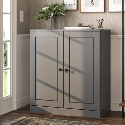 100% Solid Wood Shoe Storage Cabinet with Raised Panel Doors, Adjustable Shelves, Space Saving Stackable Entryway Organizer, 32" W x 35.75" H