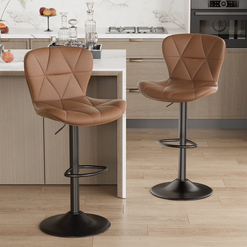 Pet-Friendly Adjustable Height Swivel Bar Stool with Back, Scratch-Resistant Tech Fabric, Footrest and Black Metal Base – Durable Bar Chair for Kitchen Island, Dining Bar, Cat & Dog Owners