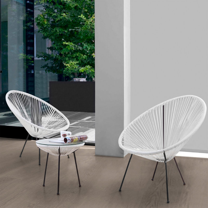 Arciniega Long Patio Bistro Sets, White