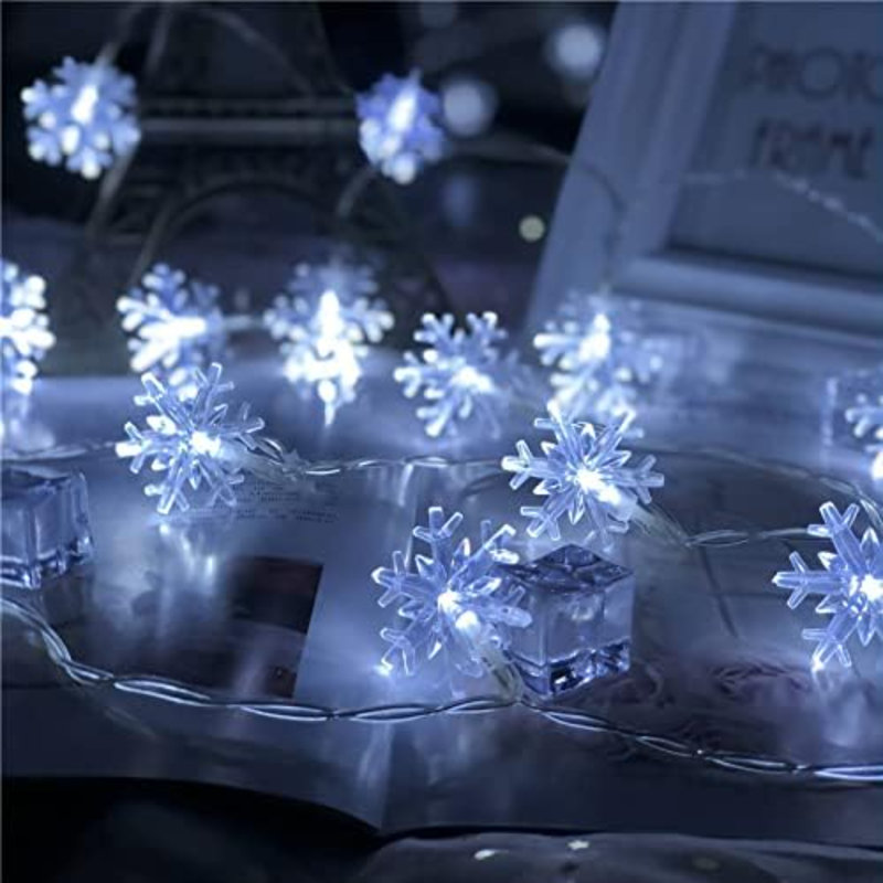 Christmas Lights, 20 Ft 40 LED Snowflake String Lights Battery Operated Fairy Lights Hanging Lights For Bedroom Patio Room Party Home Xmas Decor Indoor Outdoor Christmas Tree Decoration