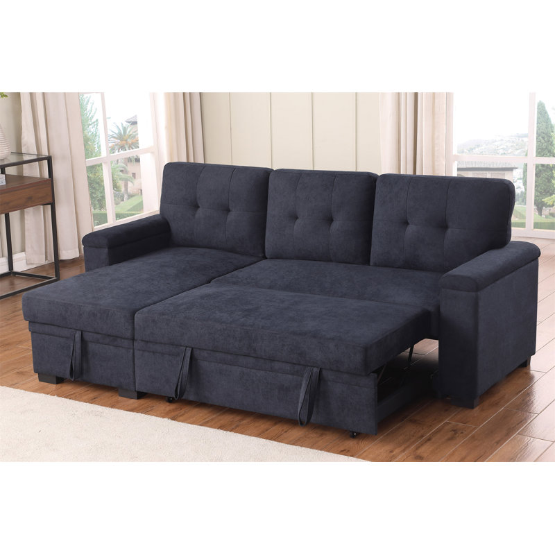 Canapé-lit modulaire réversible en tissu tissé gris foncé l 84,5 po Lucca II, Tissu gris foncé